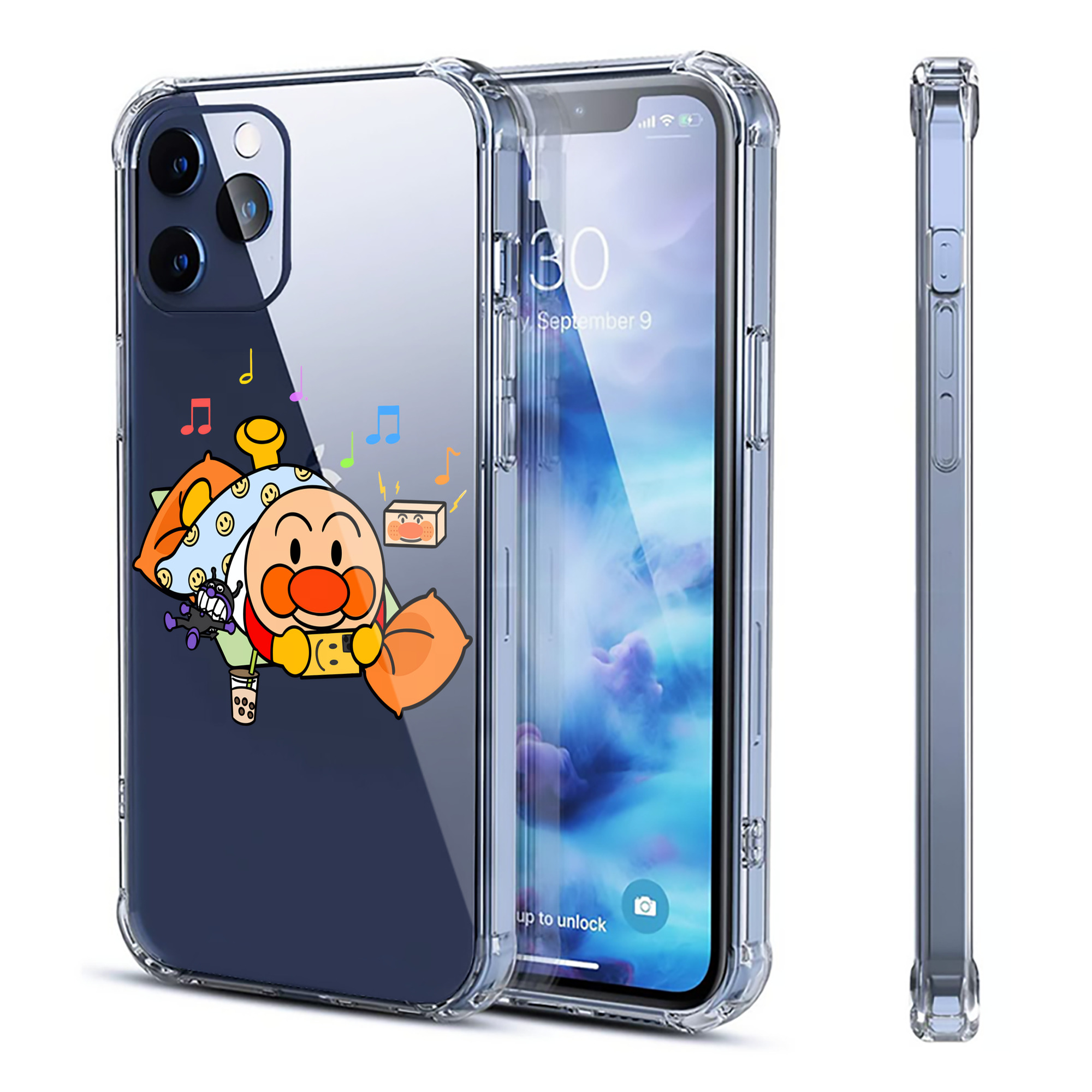 （画像用） アンパンマン Anpanman 【iPhone 12シリーズ対応】透明スマホケース（クリアソフトケース）